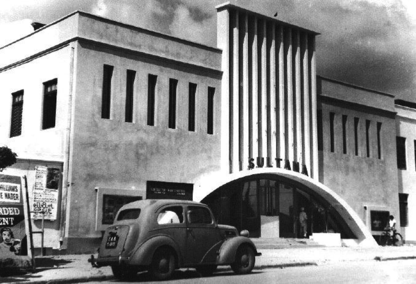 Archive photograph of an old cinema building in Stone Town, Zanzibar.