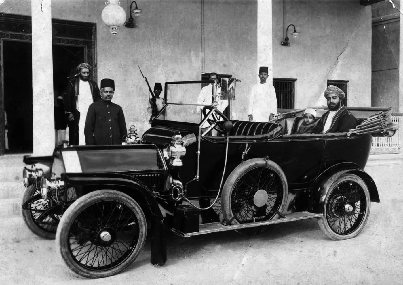 Archive photograph of one of the first cars brought to Zanzibar.