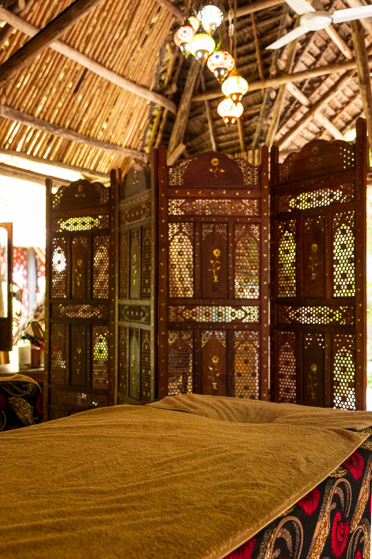 Herbal bath preparation at Bustani Spa